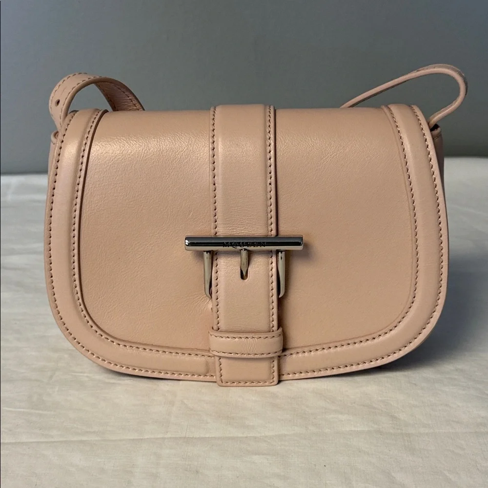 McQueen Mini T-Bar Leather Shoulder Crossbody Bag – Blush Pink – NIB - Picture 2 of 11